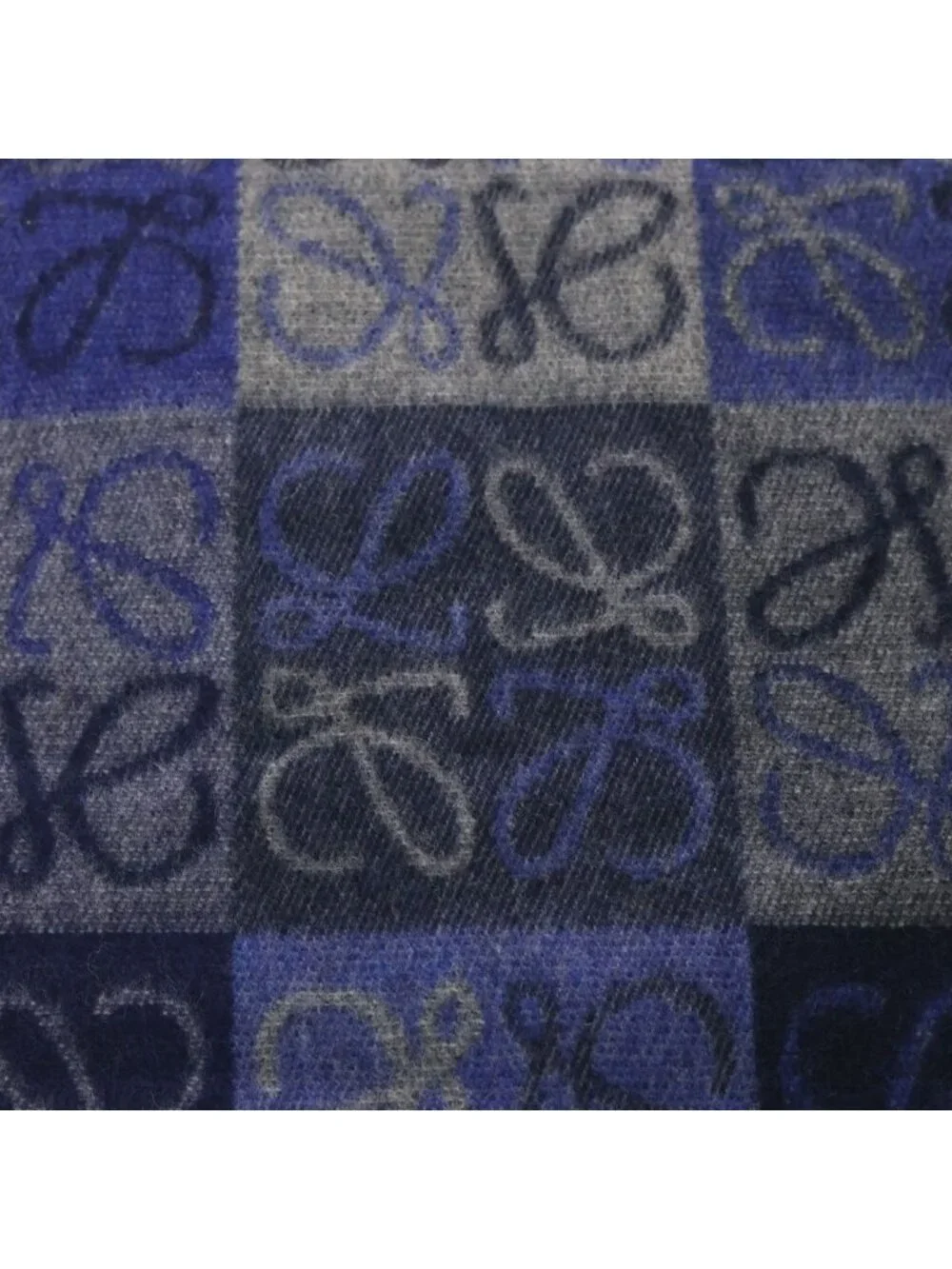 Loewe Anagram Logo Shawl Scarf Wool Cashmere Blue Gray